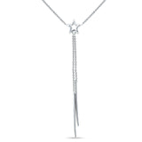 Dangling Diamond Line Star Necklace 14K White Gold 0.05ct Wholesale