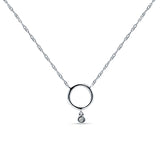 Dangling Diamond Open Circle Necklace 14K White Gold 0.09ct Wholesale