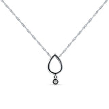 Dangling Diamond Pear Teardrop Necklace 14K White Gold 0.09ct Wholesale
