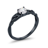 14K Black Gold Solitaire Trinity Round 6.5mm D VS1 GIA Certified 1.01ct Lab Grown CVD Diamond Engagement Wedding Ring Size 6.5