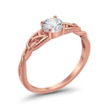 14K Rose Gold Solitaire Trinity Round 6.5mm D VS1 GIA Certified 1.01ct Lab Grown CVD Diamond Engagement Wedding Ring Size 6.5
