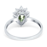 14K White Gold 2.00ct Teardrop Pear 9mmx7mm G SI Natural Green Amethyst Diamond Engagement Wedding Ring Size 6.5