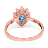 14K Rose Gold 2.00ct Teardrop Pear 9mmx7mm G SI Natural Blue Topaz Diamond Engagement Wedding Ring Size 6.5