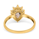 14K Yellow Gold 2.00ct Teardrop Pear 9mmx7mm G SI Natural Morganite Diamond Engagement Wedding Ring Size 6.5