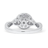 Diamond Halo Ring Twisted Infinity Shank 14K White Gold 0.34ct Wholesale