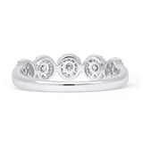 Floral 0.50ct Diamond Halo Eternity Ring Halfway Stackable 14K White Gold Wholesale