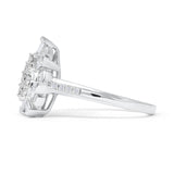 Halo Teardrop Pear Shaped 0.26ct Baguette & Round Diamond Ring 14K White Gold Wholesale