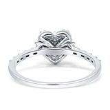 Heart Shaped Cluster Diamond Wedding Ring 14K White Gold 0.20ct Wholesale