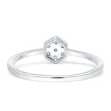 Hexagon Shaped Diamond Wedding Ring 14K White Gold 0.10ct Wholesale