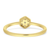 Hexagon Shaped Diamond Wedding Ring 14K Yellow Gold 0.10ct Wholesale