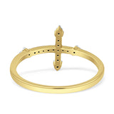 Diamond Cross Ring Sideways Statement 14K Yellow Gold 0.11ct Wholesale