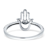 Diamond Hamsa Hand Ring Statement Band 14K White Gold 0.27ct Wholesale