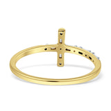 Diamond Cross Ring Round And Baguette Statement 14K Yellow Gold 0.13ct Wholesale
