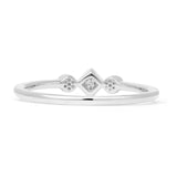 Princess Cut Cluster Round Natural Diamond Petite Ring 14K White Gold Wholesale