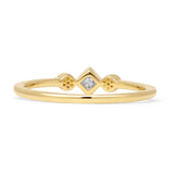 Princess Cut Cluster Round Natural Diamond Petite Ring 14K Yellow Gold Wholesale
