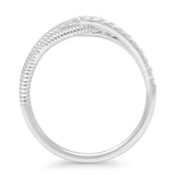 Interlocking Leaf Style Beaded Round Natural Diamond Ring 14K White Gold Wholesale