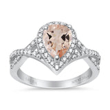 14K White Gold 1.56ct Teardrop Pear Infinity 11mm G SI Natural Morganite Diamond Engagement Wedding Ring Size 6.5