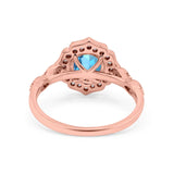14K Rose Gold 1.42ct Art Deco Round 7mm G SI Natural Blue Topaz Diamond Engagement Wedding Ring Size 6.5