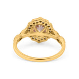 14K Yellow Gold 1.42ct Art Deco Round 7mm G SI Natural Morganite Diamond Engagement Wedding Ring Size 6.5