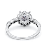14K White Gold Floral Art Deco GIA Certified Round 6.5mm F VS1 1.01ct Lab Grown CVD Diamond Engagement Wedding Ring