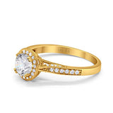 14K Yellow Gold Halo GIA Certified Round 6.5mm D VS1 1.01ct Lab Grown CVD Diamond Engagement Wedding Ring