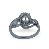 14K Black Gold Art Deco GIA Certified Round 6.5mm D VS1 1.01ct Lab Grown CVD Diamond Engagement Wedding Ring