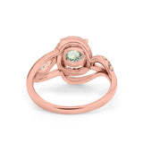 14K Rose Gold 1.49ct Art Deco Round 7mm G SI Natural Green Amethyst Diamond Engagement Wedding Ring Size 6.5