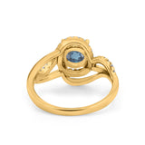 14K Yellow Gold 1.49ct Art Deco Round 7mm G SI London Blue Topaz Diamond Engagement Wedding Ring Size 6.5