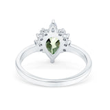 14K White Gold 1.5ct Teardrop Art Deco Pear 9mmx6mm G SI Natural Green Amethyst Diamond Engagement Wedding Ring Size 6.5