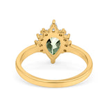 14K Yellow Gold 1.5ct Teardrop Art Deco Pear 9mmx6mm G SI Natural Green Amethyst Diamond Engagement Wedding Ring Size 6.5
