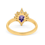 14K Yellow Gold 1.5ct Teardrop Art Deco Pear 9mmx6mm G SI Natural Amethyst Diamond Engagement Wedding Ring Size 6.5