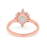 14K Rose Gold 0.17ct Teardrop Art Deco Pear 9mmx6mm G SI Natural White Opal Diamond Engagement Wedding Ring Size 6.5