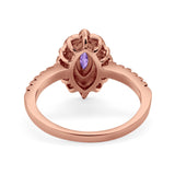 14K 0.54ct Rose Gold Natural Amethyst G SI Diamond Engagement Ring Size 6.5