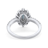 14K 0.54ct White Gold Natural Aquamarine G SI Diamond Engagement Ring Size 6.5