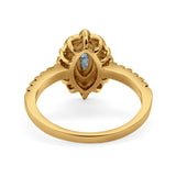 14K 0.54ct Yellow Gold Natural Aquamarine G SI Diamond Engagement Ring Size 6.5