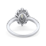 14K 0.34ct White Gold Natural White Opal G SI Diamond Engagement Ring Size 6.5