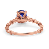 14K Rose Gold 1.29ct Oval Nano Blue Sapphire G SI Diamond Engagement Ring Size 6.5