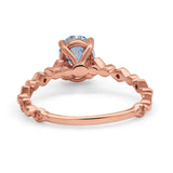 14K Rose Gold 1.29ct Oval Natural Aquamarine G SI Diamond Engagement Ring Size 6.5