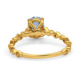 14K Yellow Gold 1.29ct Oval Natural Aquamarine G SI Diamond Engagement Ring Size 6.5