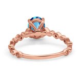 14K Rose Gold 1.29ct Oval Natural Swiss Blue Topaz G SI Diamond Engagement Ring Size 6.5