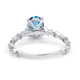 14K White Gold 1.29ct Oval Natural Swiss Blue Topaz G SI Diamond Engagement Ring Size 6.5