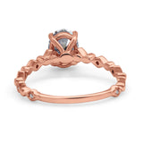 14K Rose Gold Oval Art Deco 8mmx6mm D VS2 GIA Certified 1.01ct Lab Grown CVD Diamond Engagement Wedding Ring Size 6.5
