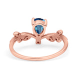 14K Rose Gold Pear Natural Swiss Blue Topaz 0.77ct G SI Diamond Engagement Ring Size 6.5