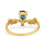 14K Yellow Gold Pear Natural Swiss Blue Topaz 0.77ct G SI Diamond Engagement Ring Size 6.5