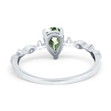 14K White Gold 0.73ct Teardrop Pear 7mmx5mm G SI Natural Green Amethyst Diamond Engagement Wedding Ring Size 6.5