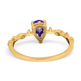 14K Yellow Gold 0.73ct Teardrop Pear 7mmx5mm G SI Natural Amethyst Diamond Engagement Wedding Ring Size 6.5