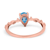 14K Rose Gold 0.73ct Teardrop Pear 7mmx5mm G SI Natural Blue Topaz Diamond Engagement Wedding Ring Size 6.5