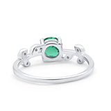 14K White Gold 0.87ct Round Nano Emerald G SI Diamond Engagement Ring Size 6.5