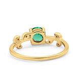 14K Yellow Gold 0.87ct Round Nano Emerald G SI Diamond Engagement Ring Size 6.5