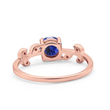14K Rose Gold 0.87ct Round Nano Blue Sapphire G SI Diamond Engagement Ring Size 6.5